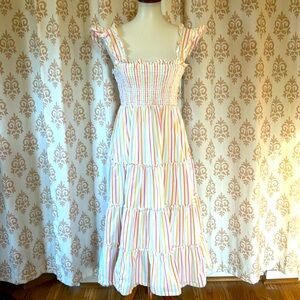 Crown & Ivy pastel striped ruffle sun dress S